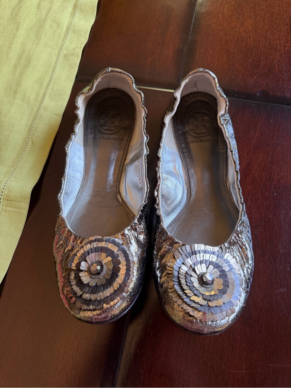 Tory Burch Metallic Kelly Ballet Flats - Anthracite